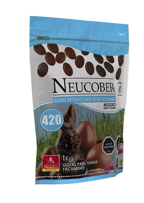 NEUCOBER COBERTURA CHOCOLATE LECHE HUEVOS Y FIGURAS SIN GLUTEN 1KG
