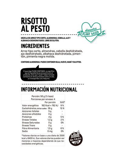 MOLÉ RISOTTO AL PESTO VEGANO SIN GLUTEN 200g vencimiento 03/12/2025