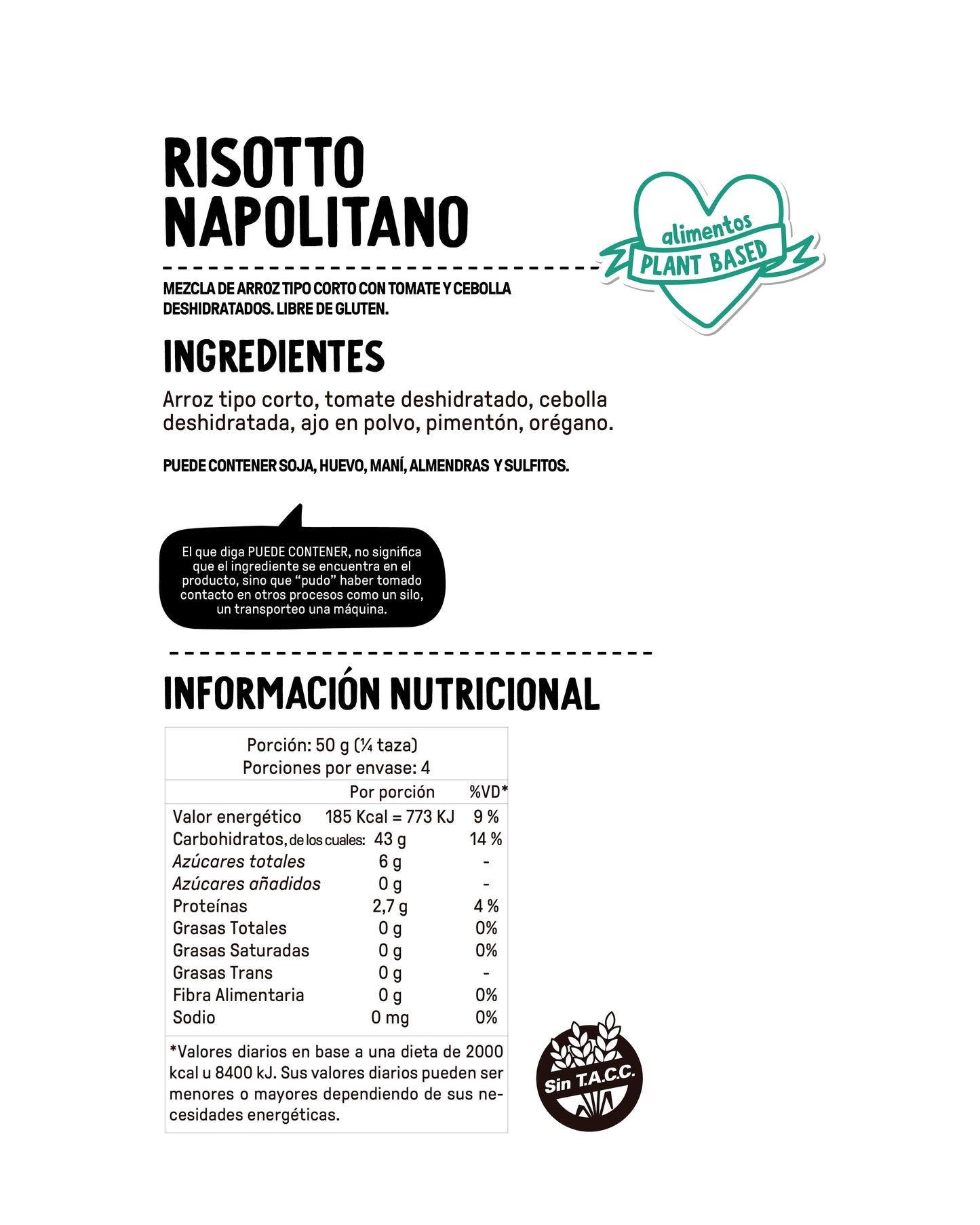 MOLÉ RISOTTO NAPOLITANO VEGANO SIN GLUTEN 200g vencimiento 03/12/2025