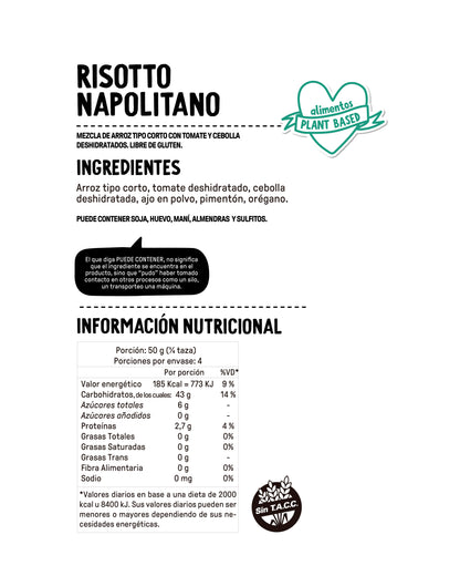 MOLÉ RISOTTO NAPOLITANO VEGANO SIN GLUTEN 200g vencimiento 03/12/2025