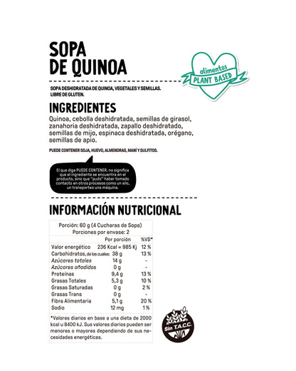 MOLÉ SOPA DE QUINOA VEGANA SIN GLUTEN 120g vencimiento 03/12/2025