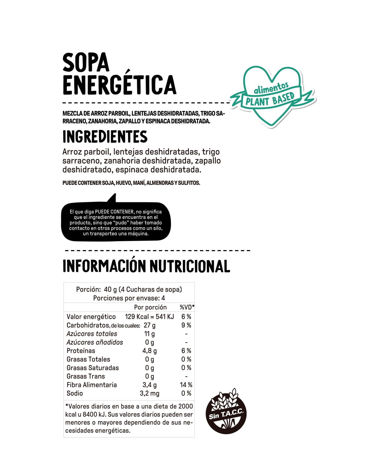 MOLÉ SOPA ENERGETICA  VEGANA SIN GLUTEN 150g vencimiento 03/12/2025