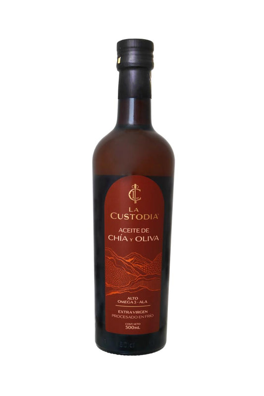 ACEITE DE CHIA Y OLIVA VEGANO SIN GLUTEN LA CUSTODIA 500ml