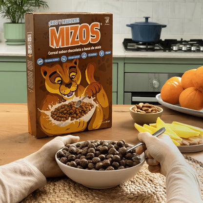 CEREAL DE  MAIZ SABOR CHOCOLATE SIN GLUTEN VEGANO 280g vencimiento 19/05/2026
