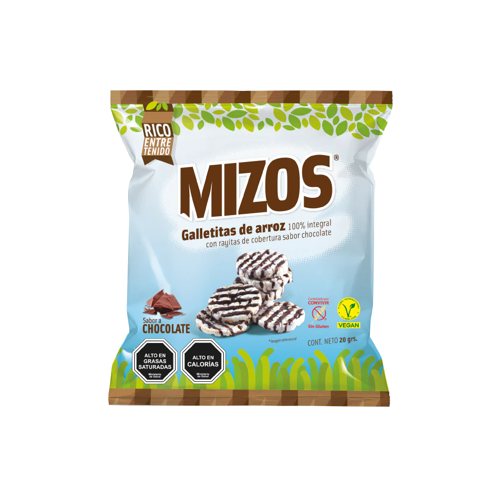 MIZOS GALLETAS DE ARROZ SABOR CHOCOLATE 20g