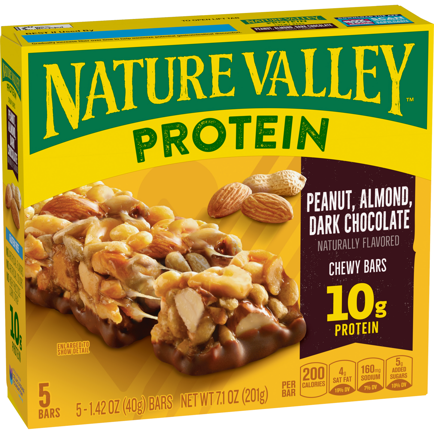 NATURE VALLEY PACK 5 BARRITAS 10g PROTEINA SI GLUTEN MANI-ALMENDRA CHOCOLATE DARK 40g liquidacion 04/05/2026
