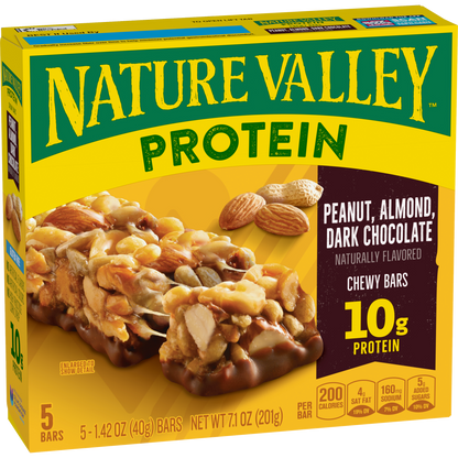 NATURE VALLEY PACK 5 BARRITAS 10g PROTEINA SI GLUTEN MANI-ALMENDRA CHOCOLATE DARK 40g liquidacion 04/05/2026