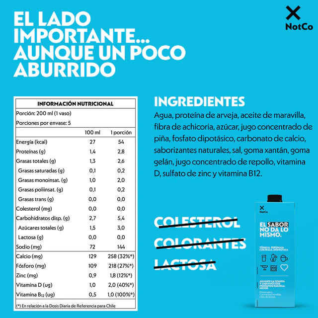 NOT MILK LOW FAT SIN GLUTEN Y VEGANA 1LT