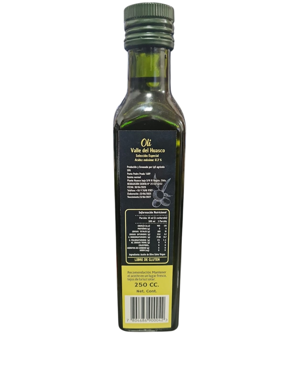 ACEITE DE OLIVA SIN GLUTEN OLI  EXTRA VIRGEN 250cc