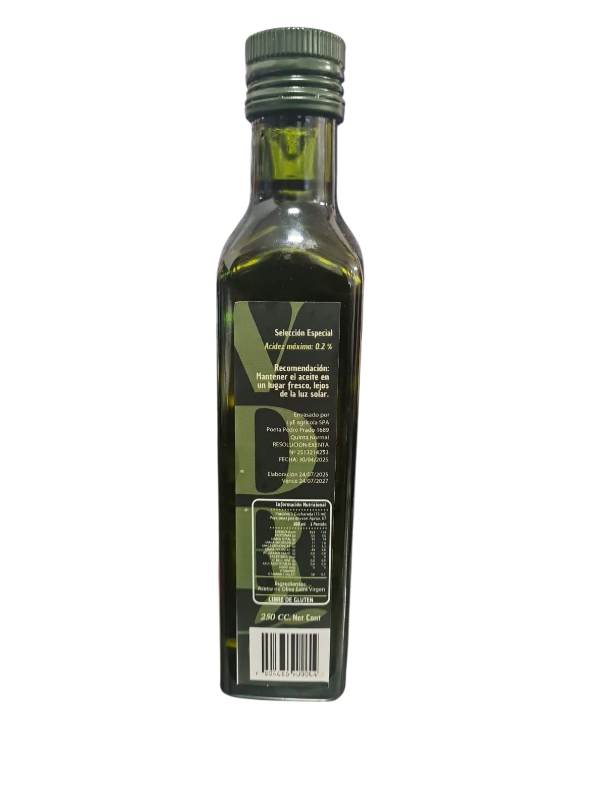 ACEITE DE OLIVA SELECCION ESPECIAL SIN GLUTEN  VDR 250cc