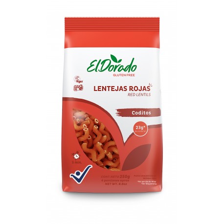 PASTA CODITOS DE LENTEJA ROJA SIN GLUTEN 250g