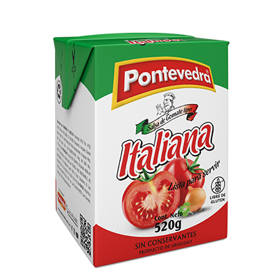 SALSA DE TOMATE ITALIANA SIN GLUTEN PONTEVEDRA 520gr