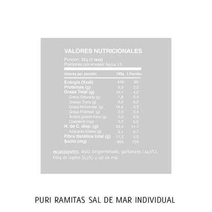 PURI RAMITAS DE GARBANZO SAL DE MAR VEGANO SIN GLUTEN 22g