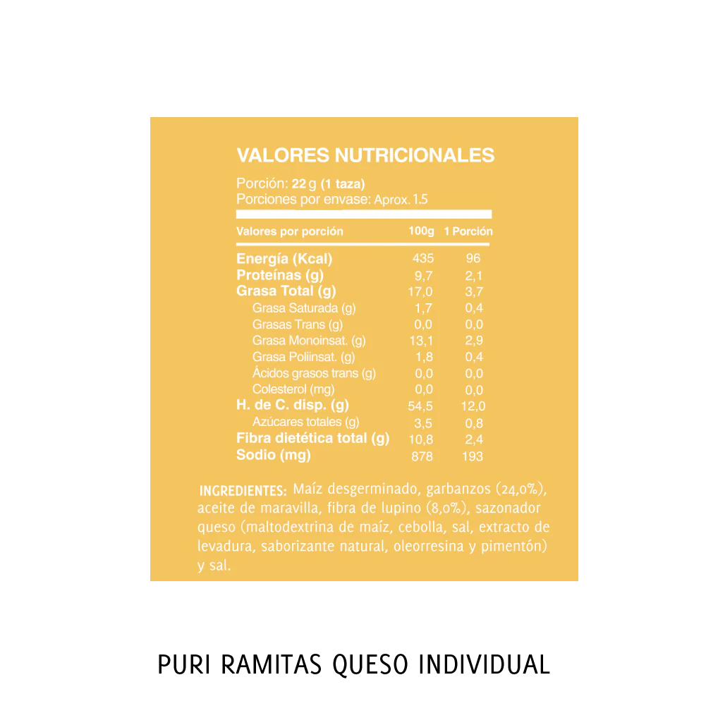PURI RAMITAS DE GARBANZO QUESO VEGANO SIN GLUTEN 22g