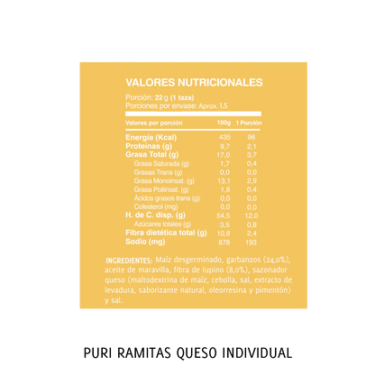 PURI RAMITAS DE GARBANZO QUESO VEGANO SIN GLUTEN 22g