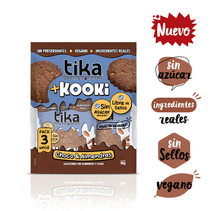 TIKA KOOKI CHOCO & ALMENDRAS VEGANO PACK 3UN 90gr. liquidacion 30/07/2026