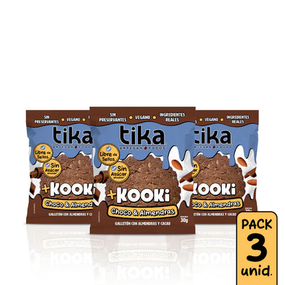 TIKA KOOKI CHOCO & ALMENDRAS VEGANO PACK 3UN 90gr. liquidacion 30/07/2026