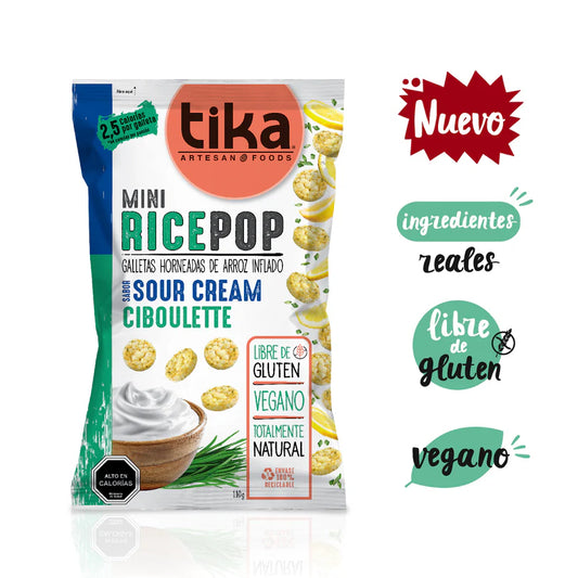 TIKA MINI RICE CREAM CIBOULETTE VEGANO SIN GLUTEN 110GR.
