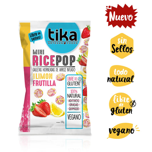 TIKA MINI RICE LIMON FRUTILLA VEGANO SIN GLUTEN 110gr. liquidacion 23/03/2026