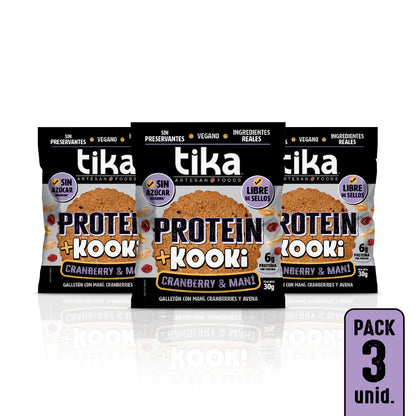 TIKA PROTEIN KOOKI CRANBERRY & MANI 90GR PACK 3 GALLETONES liquidacion 17/04/2026