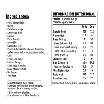 TIKA PROTEIN KOOKI CRANBERRY & MANI 90GR PACK 3 GALLETONES liquidacion 17/04/2026