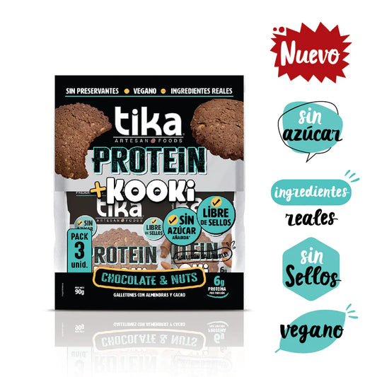 TIKA KOOKI PROTEIN CHOCOLATE & NUTS 90gr PACK 3 GALLETONES liquidacionj 07/05/2026