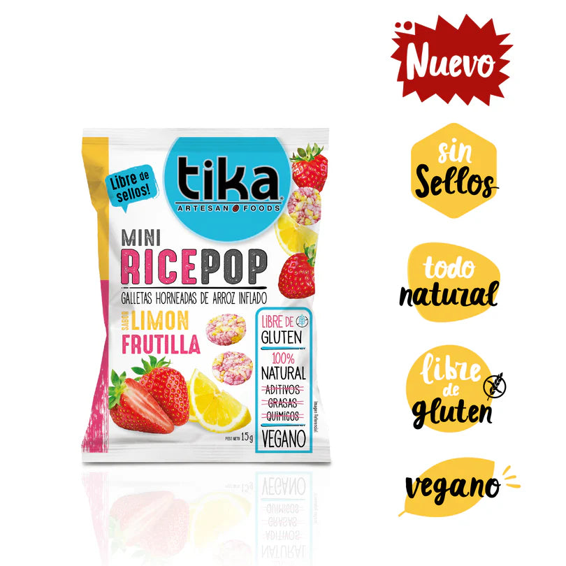 TIKA MINI RICE POP LIMON FRUTILLA SIN GLUTEN 15gr Liquidación 05.12.2026