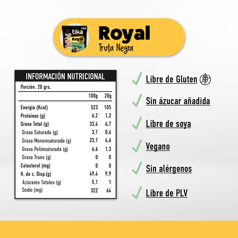 TIKA ROYAL TRUFA NEGRA VEGANO SIN GLUTEN 35gr liquidacion 26/06/2026