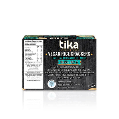 TIKA VEGAN RICE CRACKERS  HIERBAS FRESCAS VEGANA SIN GLUTEN 100g