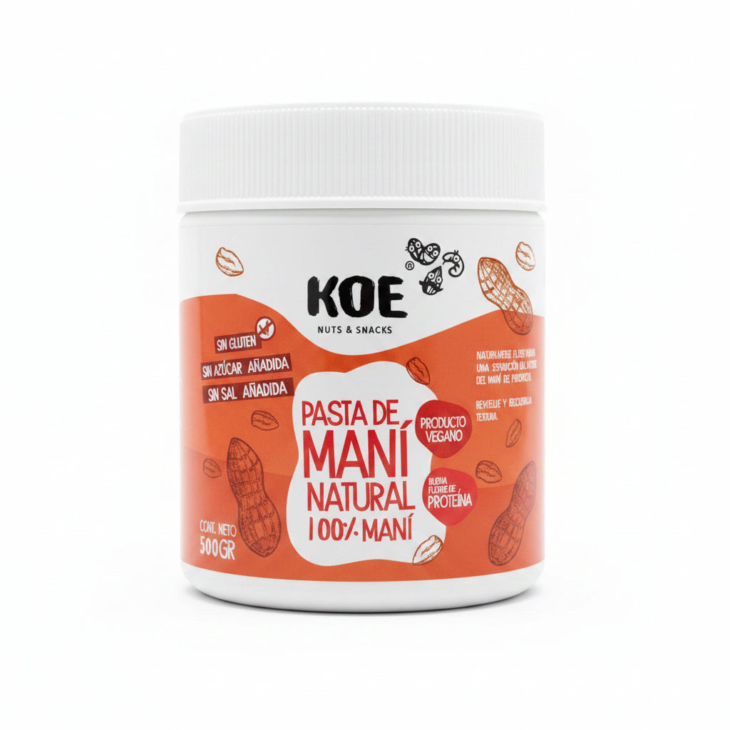 PASTA DE MANI SIN GLUTEN VEGANA KOE 500g