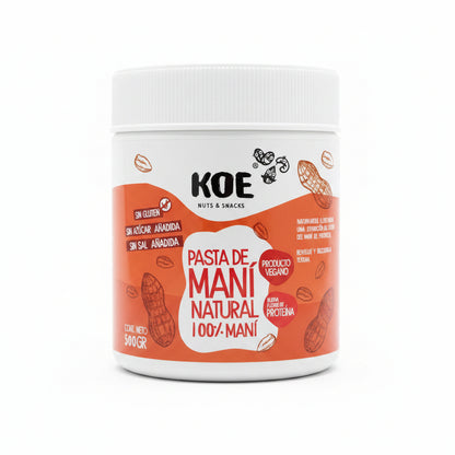 PASTA DE MANI SIN GLUTEN VEGANA KOE 500g