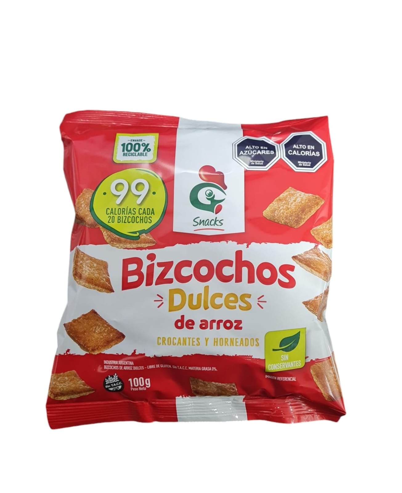 BIZCOCHOS DULCES DE ARROZ HORNEADOS SIN GLUTEN 100g