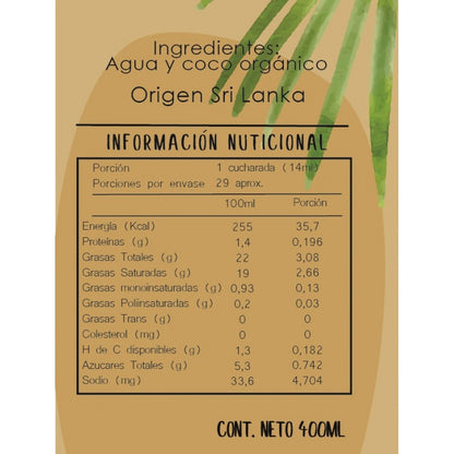 KOE CREMA DE COCO ORGANICO SIN GLUTEN  400ml