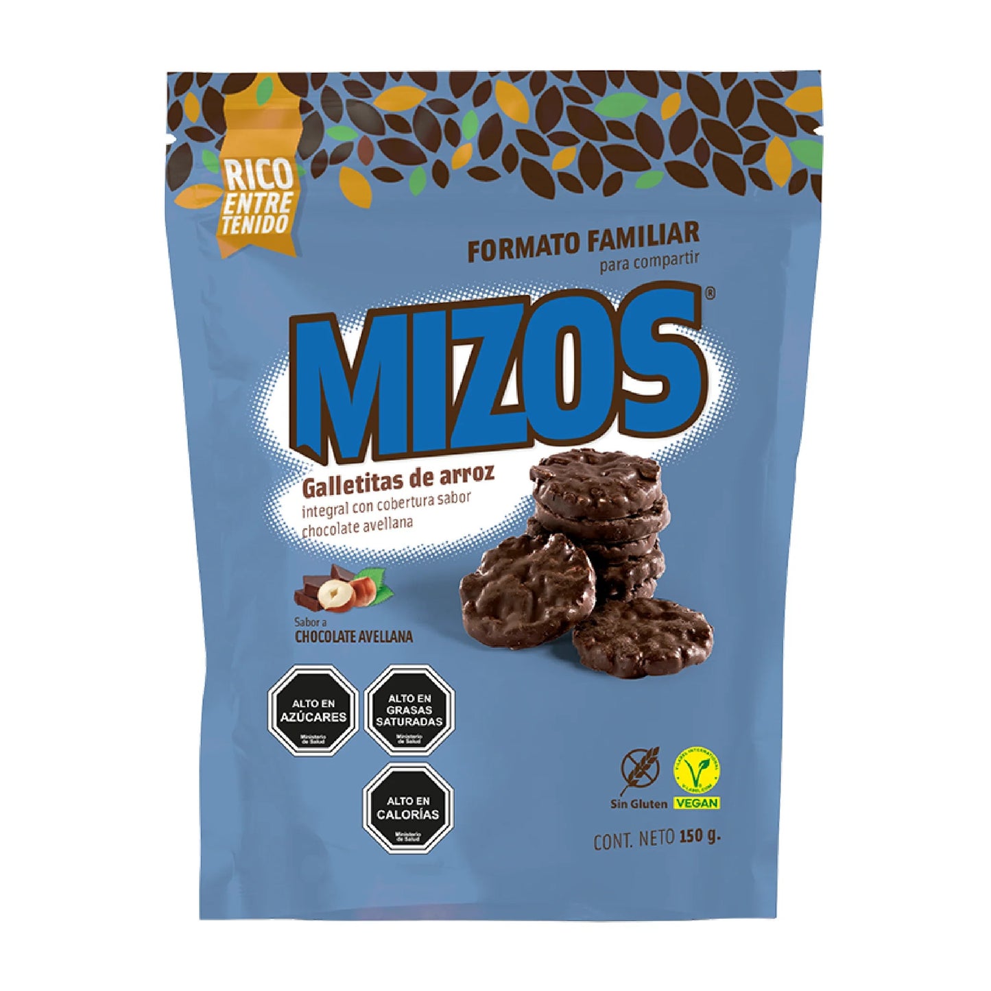 MIZOS GALLETAS DE ARROZ SABOR CHOCOLATE AVELLANA 150g