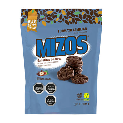 MIZOS GALLETAS DE ARROZ SABOR CHOCOLATE AVELLANA 150g