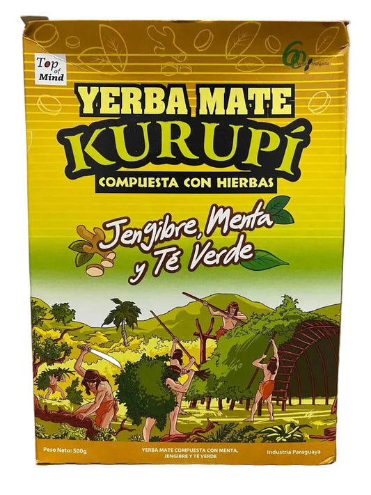 YERBA MATE JENGIBRE, MENTA Y TÉ VERDE KURUPI 500G