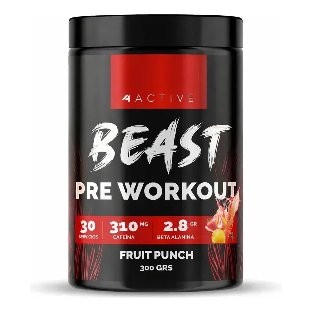 4 ACTIVE BEAST PRE WORKOUT FRUIT PUNCH 320g