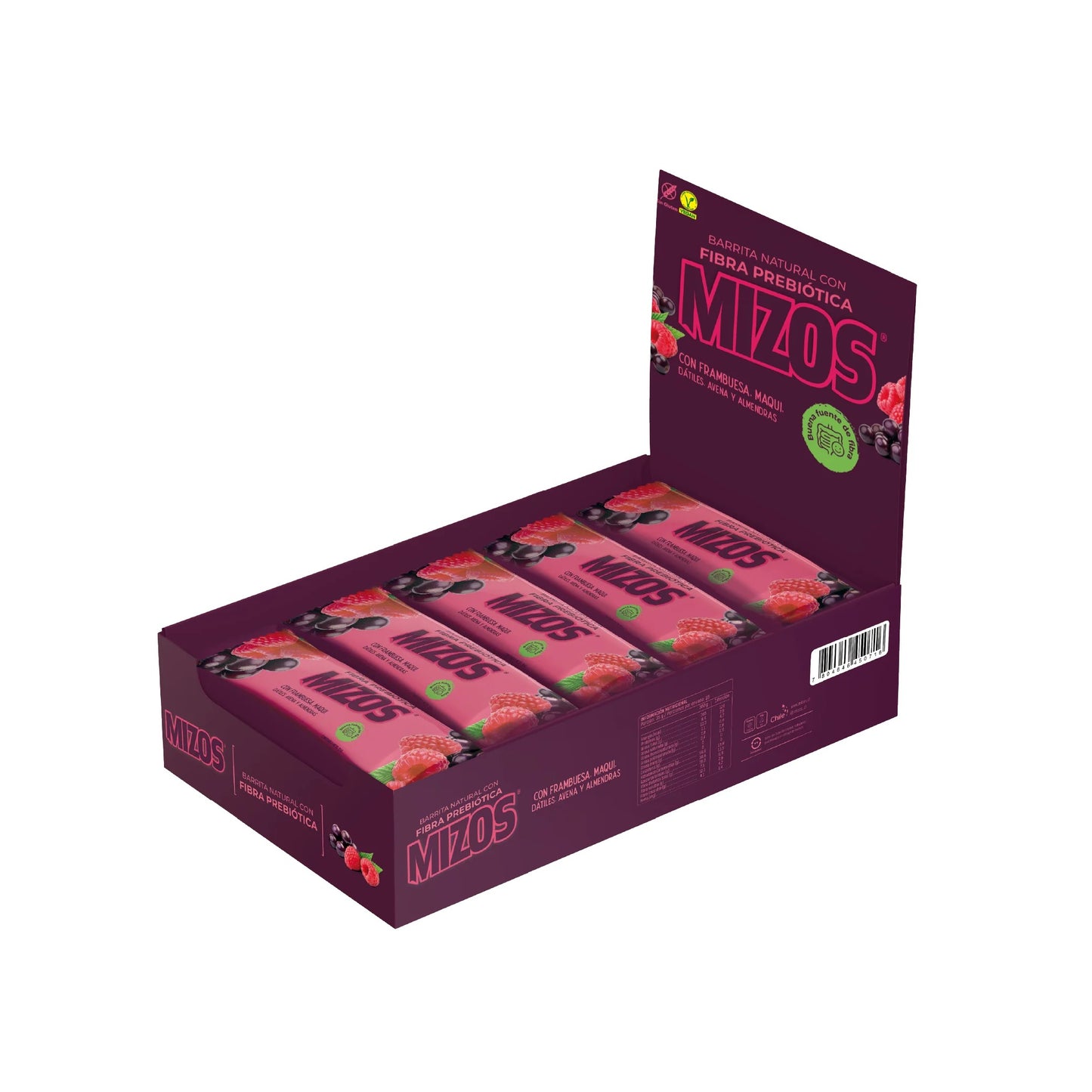 MIZOS PACK 18X BARRA PROTEINA FRAMBUESA MAQUI 35GR