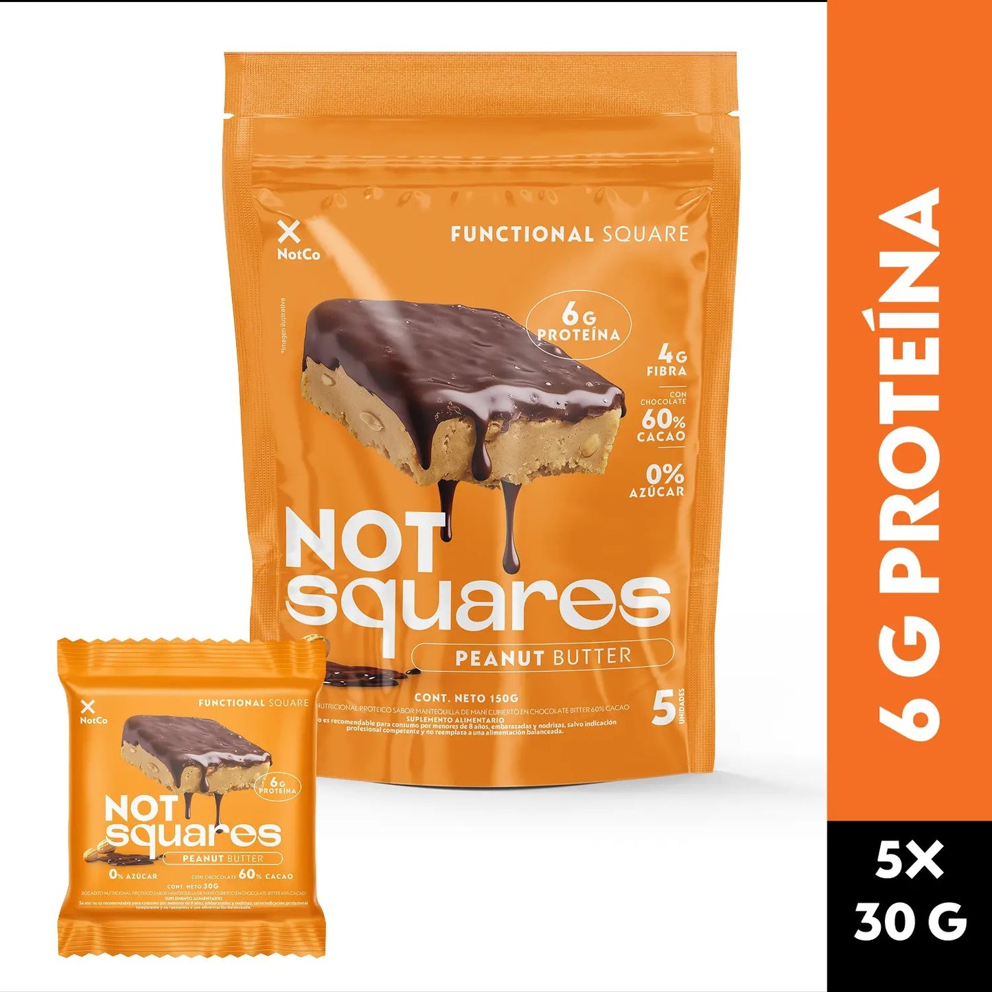Barra de Proteína NotSquare Peanut Butter 5un 30gr