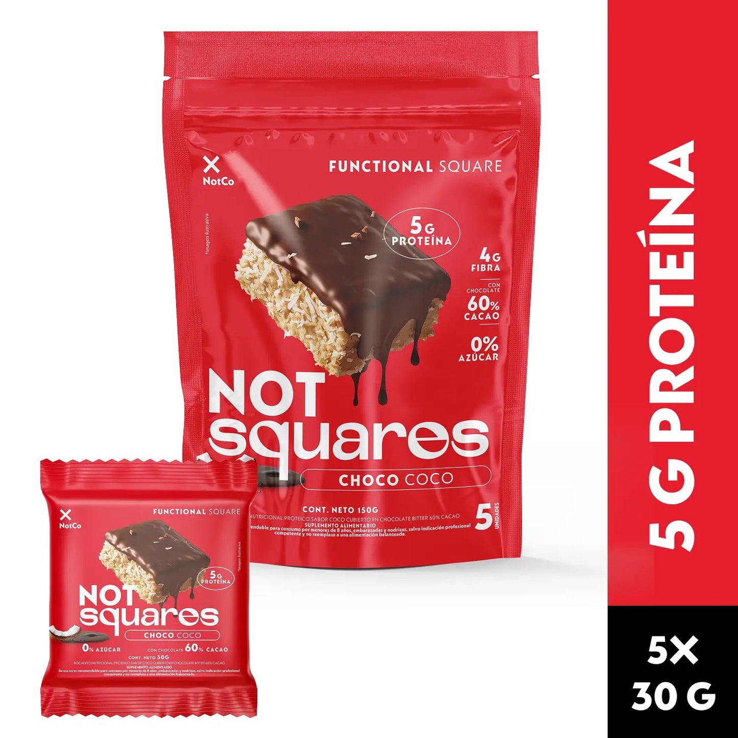 Barra de Proteína NotSquare Choco Coco 5un 30g