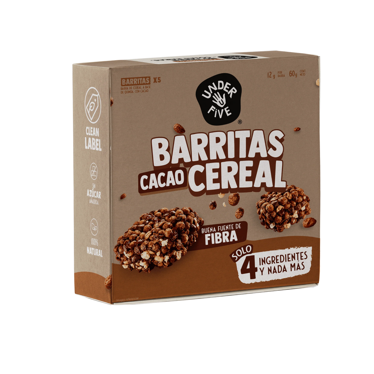 UNDERFIVE BARRA DE CEREAL CACAO 5UN 60GR