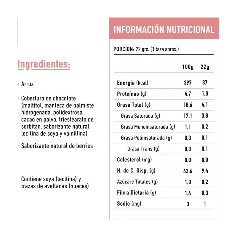 TIKA MINI RICE POP CHOCOLATE BERRIES SIN GLUTEN 22GR