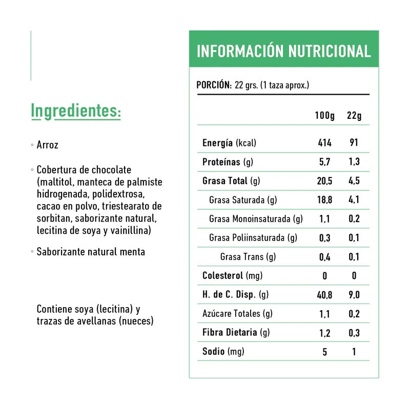 TIKA MINI RICE POP CHOCOLATE MENTA SIN GLUTEN 22G