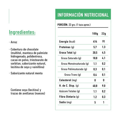 TIKA MINI RICE POP CHOCOLATE MENTA SIN GLUTEN 22G