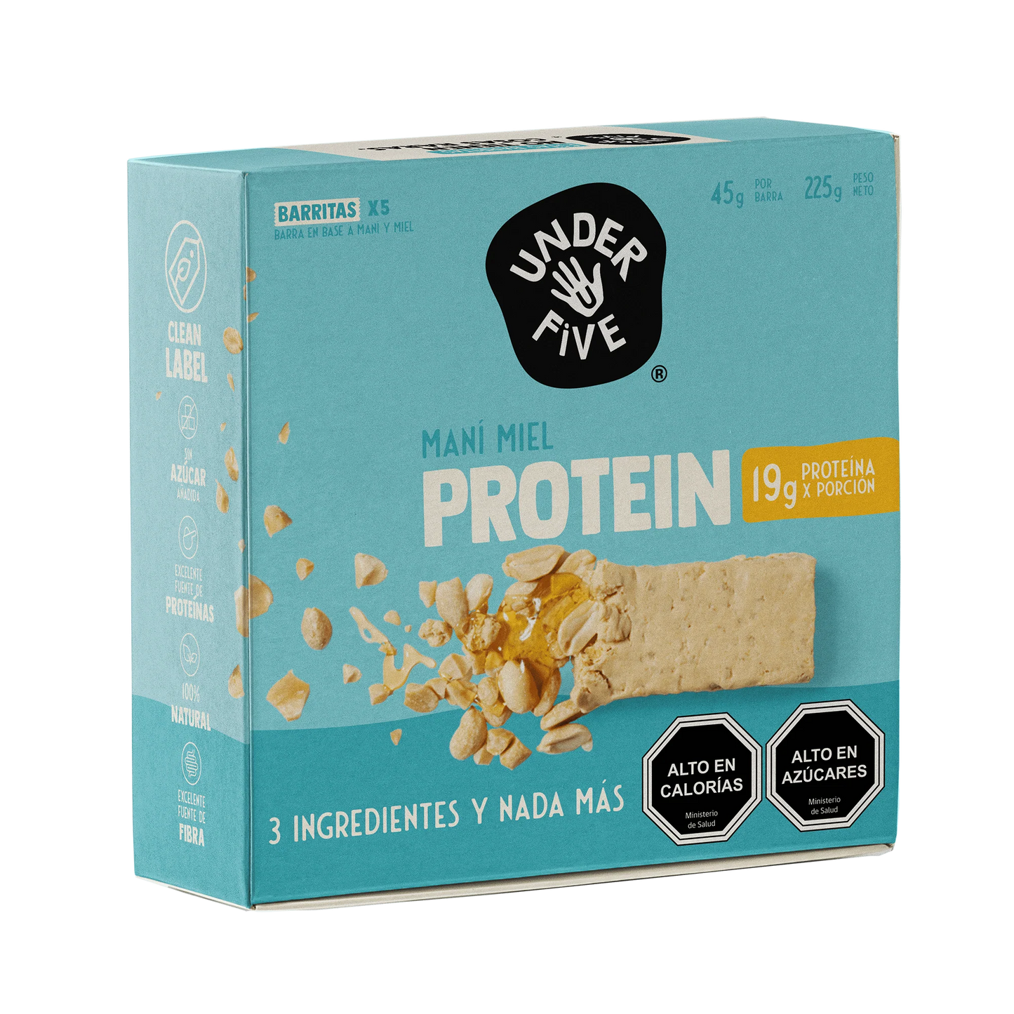 UNDERFIVE BARRA DE PROTEINA MANI MIEL 5UN VEGANO