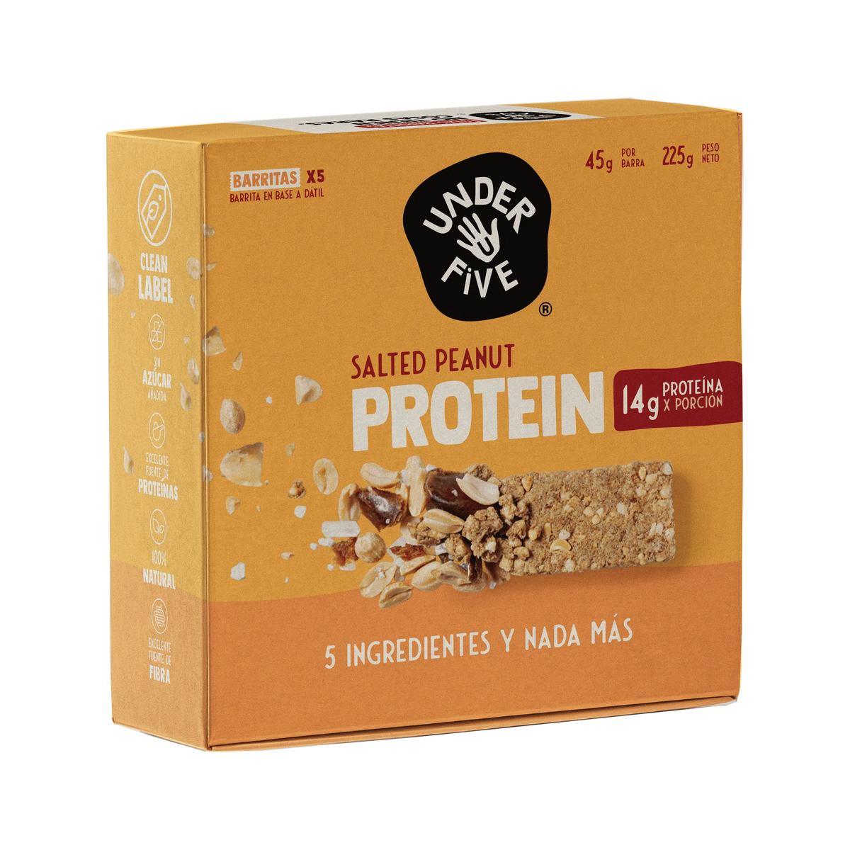 UNDERFIVE BARRA DE PROTEINA SALTED PEANUT 5UN VEGANO
