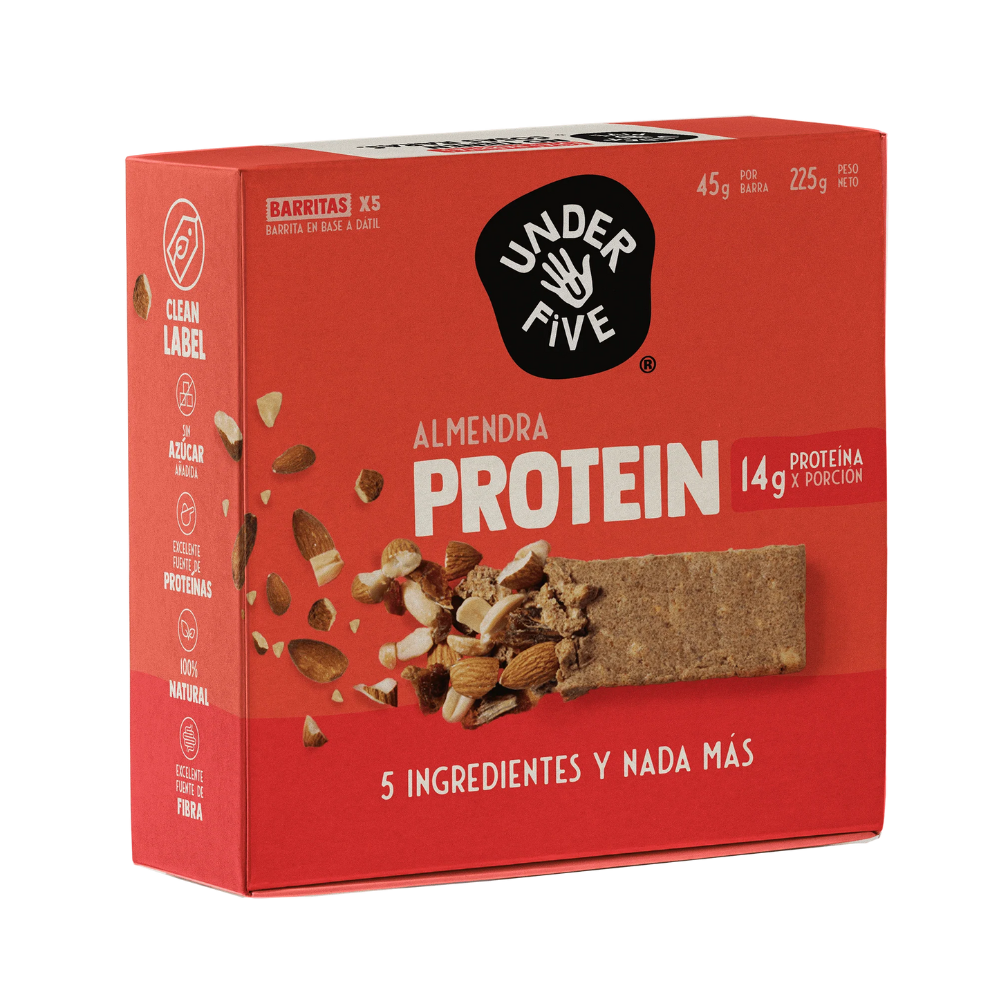 UNDERFIVE BARRA DE PROTEINA ALMENDRA 5UN VEGANO