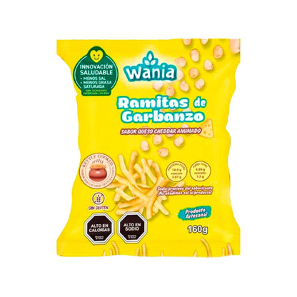 WANIA RAMITAS DE GARBANZO SABOR QUESO CHEDDAR VEGANO SIN GLUTEN 160GR