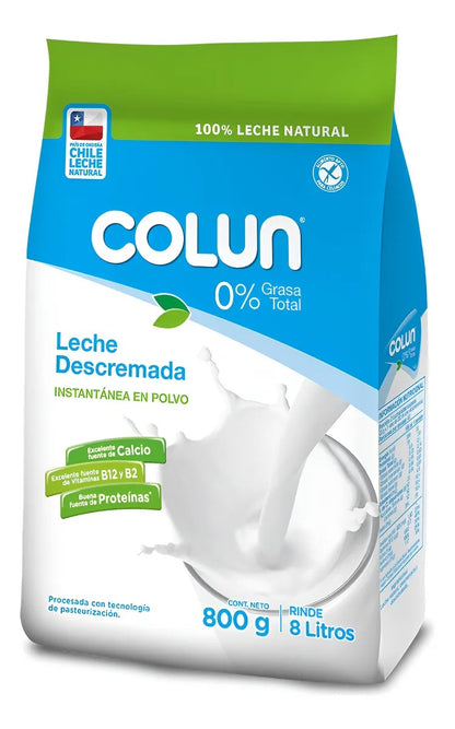 COLUN Leche En Polvo Descremada 0% Grasa 800g SIN GLUTEN