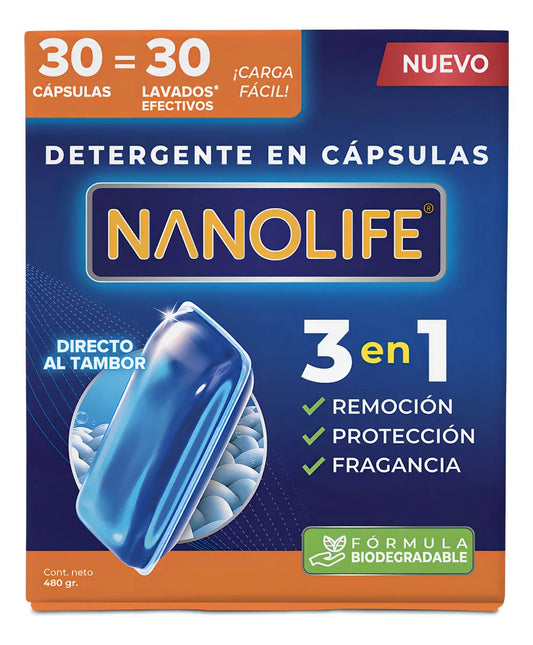 NANOLIFE DETERGENTE PARA ROPA LIQUIDO CAPSULAS 3 EN 1
